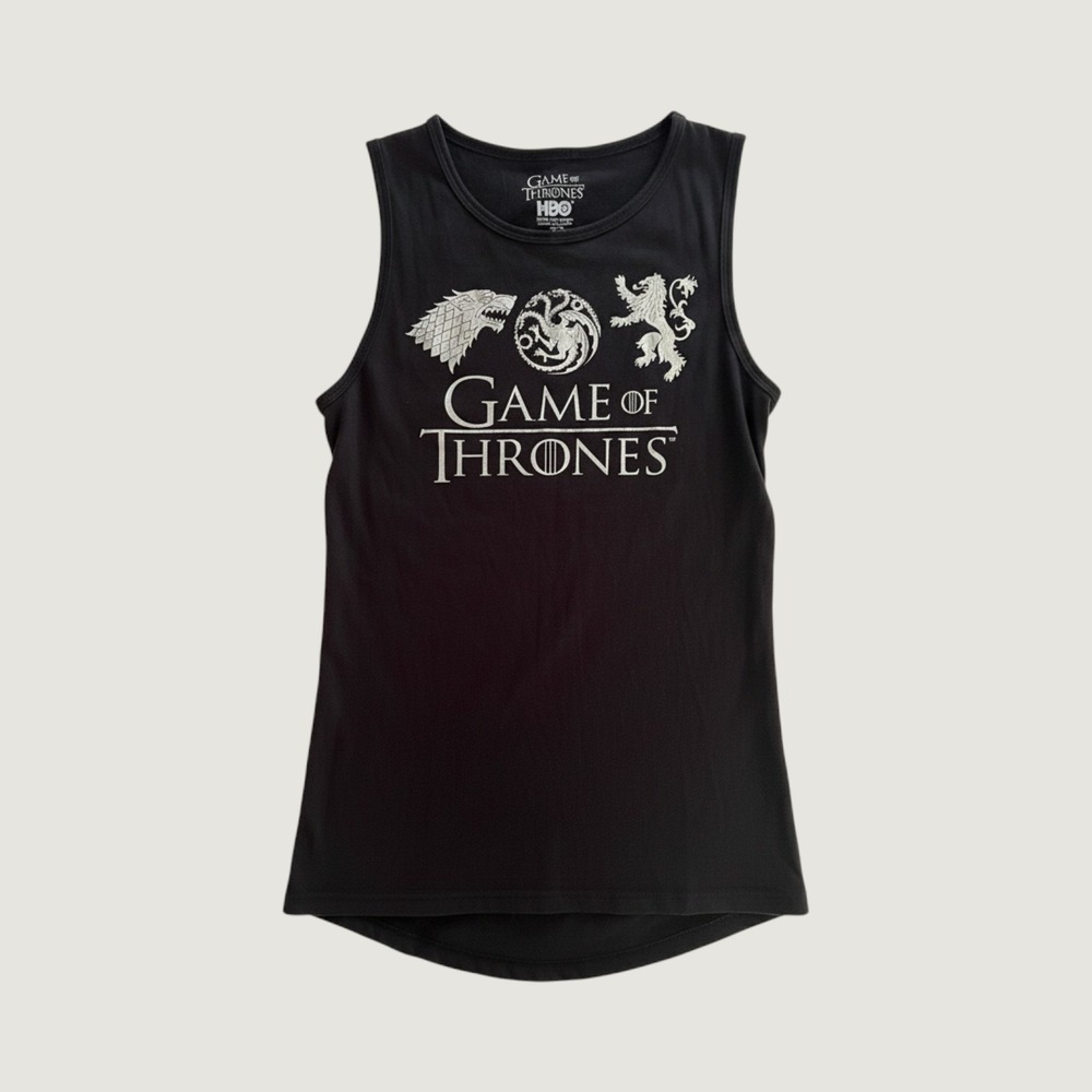 Game of Thrones HBO Tank Top Women's Small Black‎ Graphic House Sigils